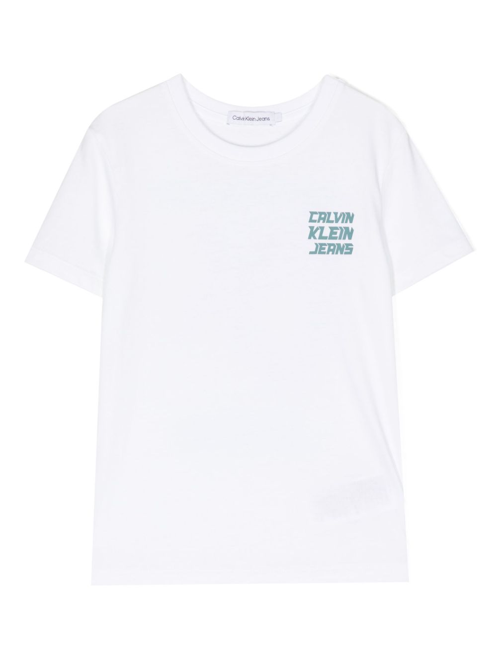 Calvin Klein Kids 图案印花棉T恤 - 白色