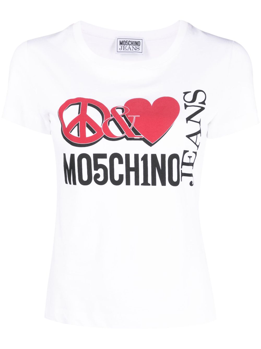 MOSCHINO JEANS logo印花棉T恤 - 白色