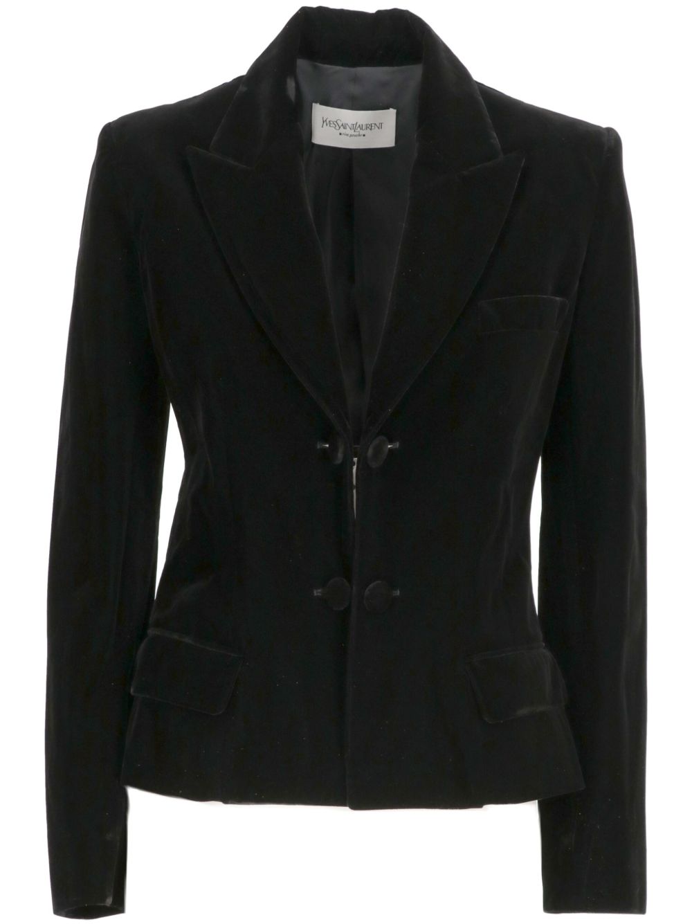 Saint Laurent Pre-Owned 丝绒单排扣西装夹克（2000年典藏款） - 黑色