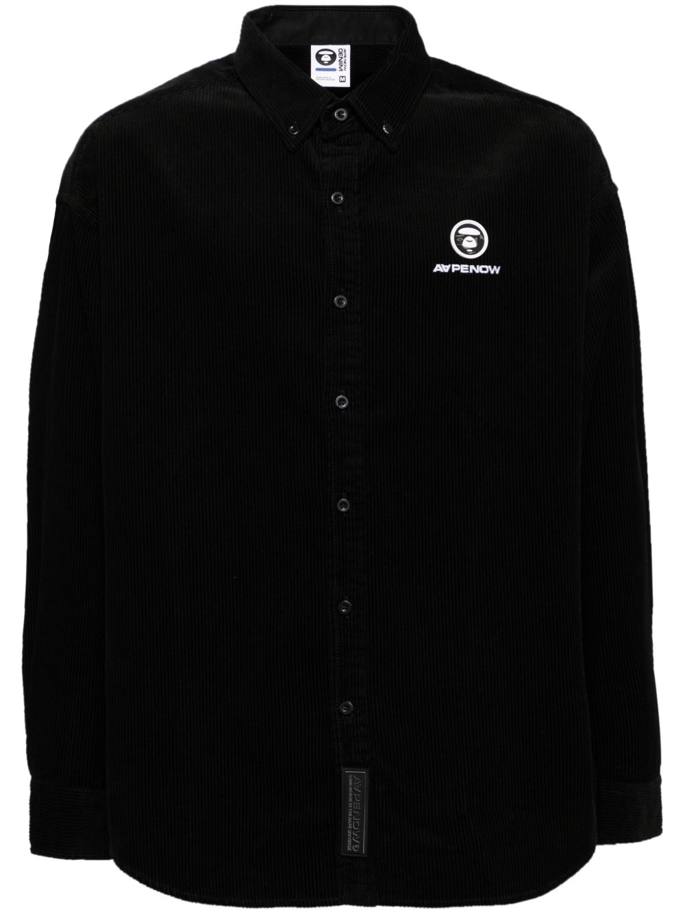 AAPE BY *A BATHING APE® 标贴灯芯绒衬衫 - 黑色