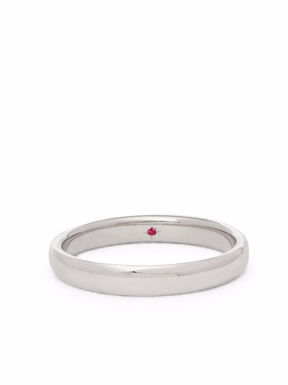 Annoushka 18K白金红宝石结婚指环（3毫米） - 银色