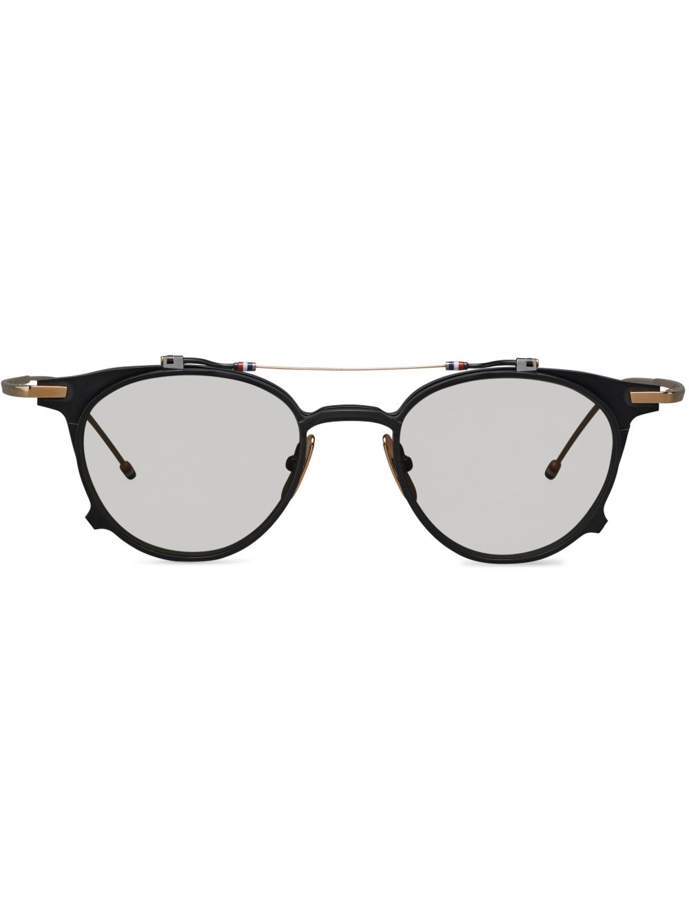 Thom Browne Eyewear 上翻镜片圆框太阳眼镜 - 黑色