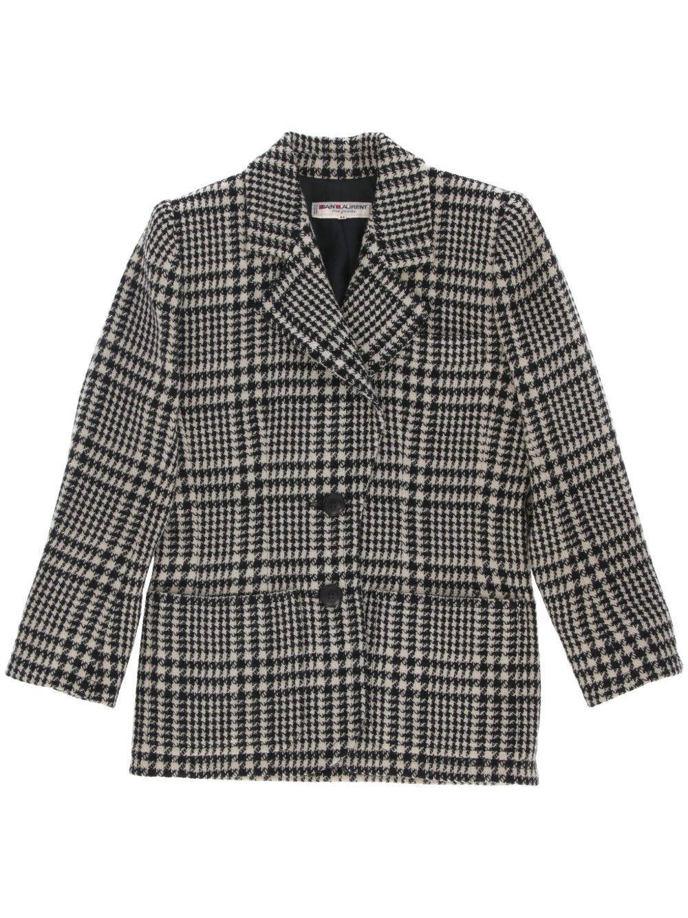 Saint Laurent Pre-Owned 格纹单排扣夹克（1980年代典藏款） - 黑色