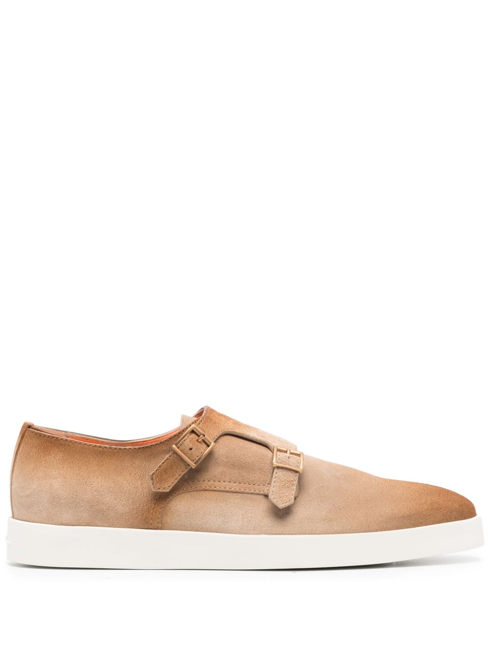 Santoni 搭扣绒面皮孟克鞋 - 中性色