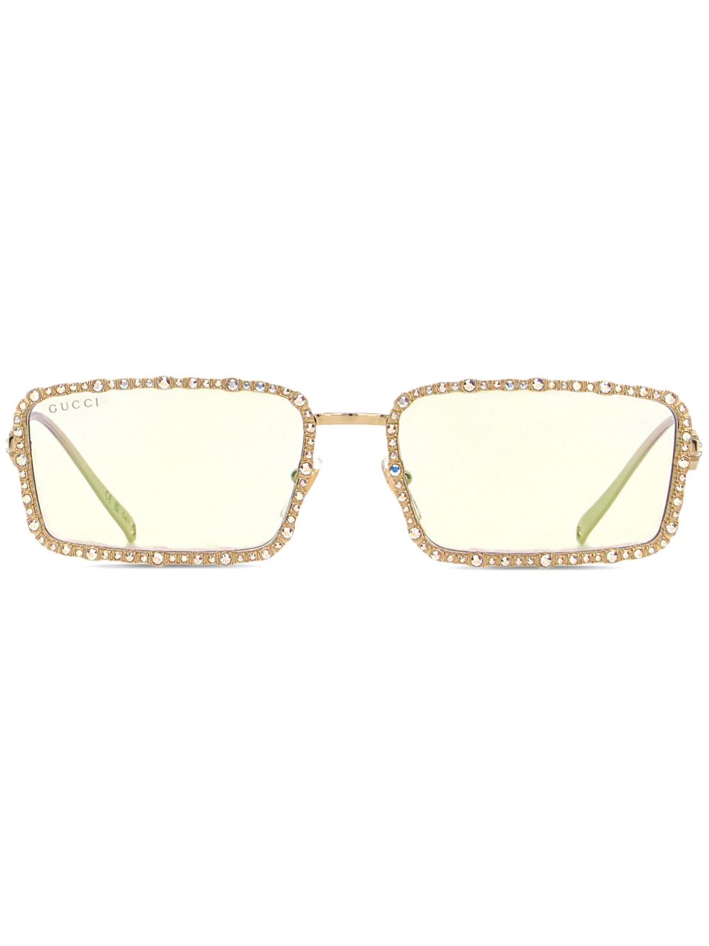 Gucci Eyewear 长方形框太阳眼镜 - 金色