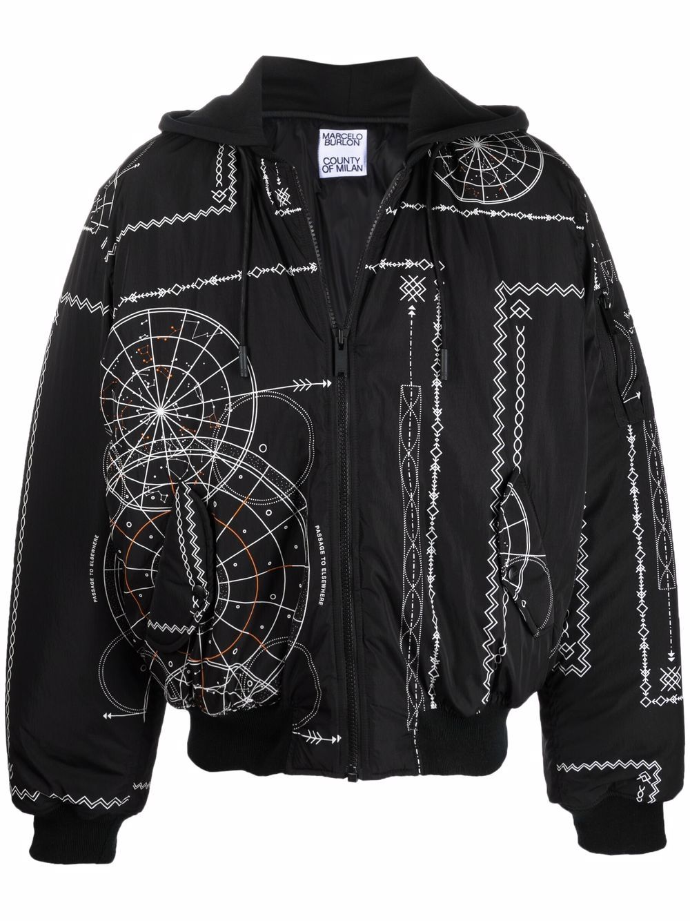 Marcelo Burlon County of Milan Astral 印花飞行员夹克 - 黑色