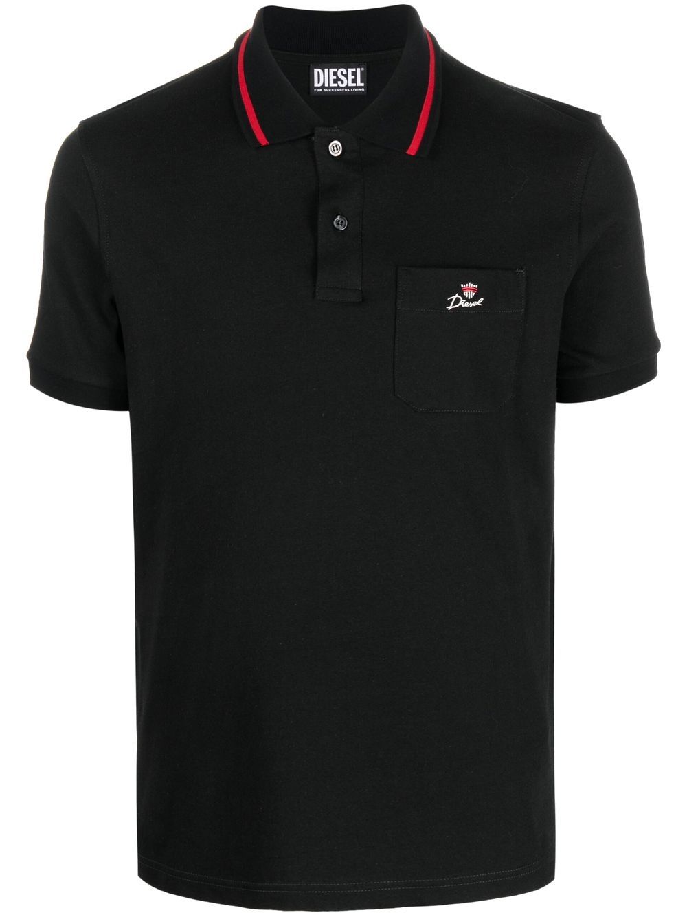 Diesel logo刺绣polo衫 - 黑色
