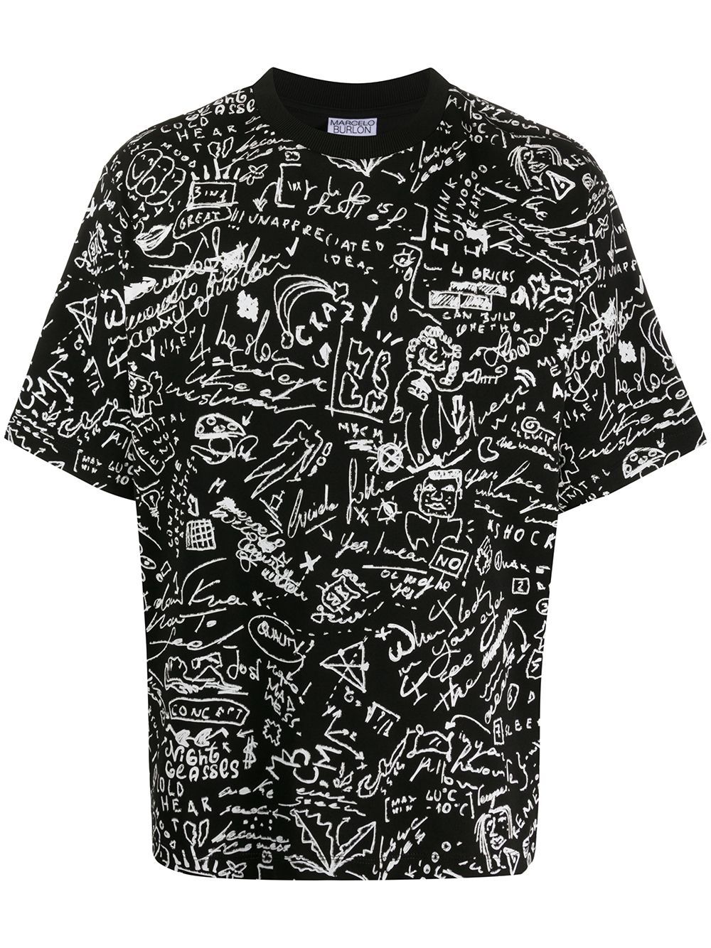 Marcelo Burlon County of Milan 涂鸦印花T恤 - 黑色