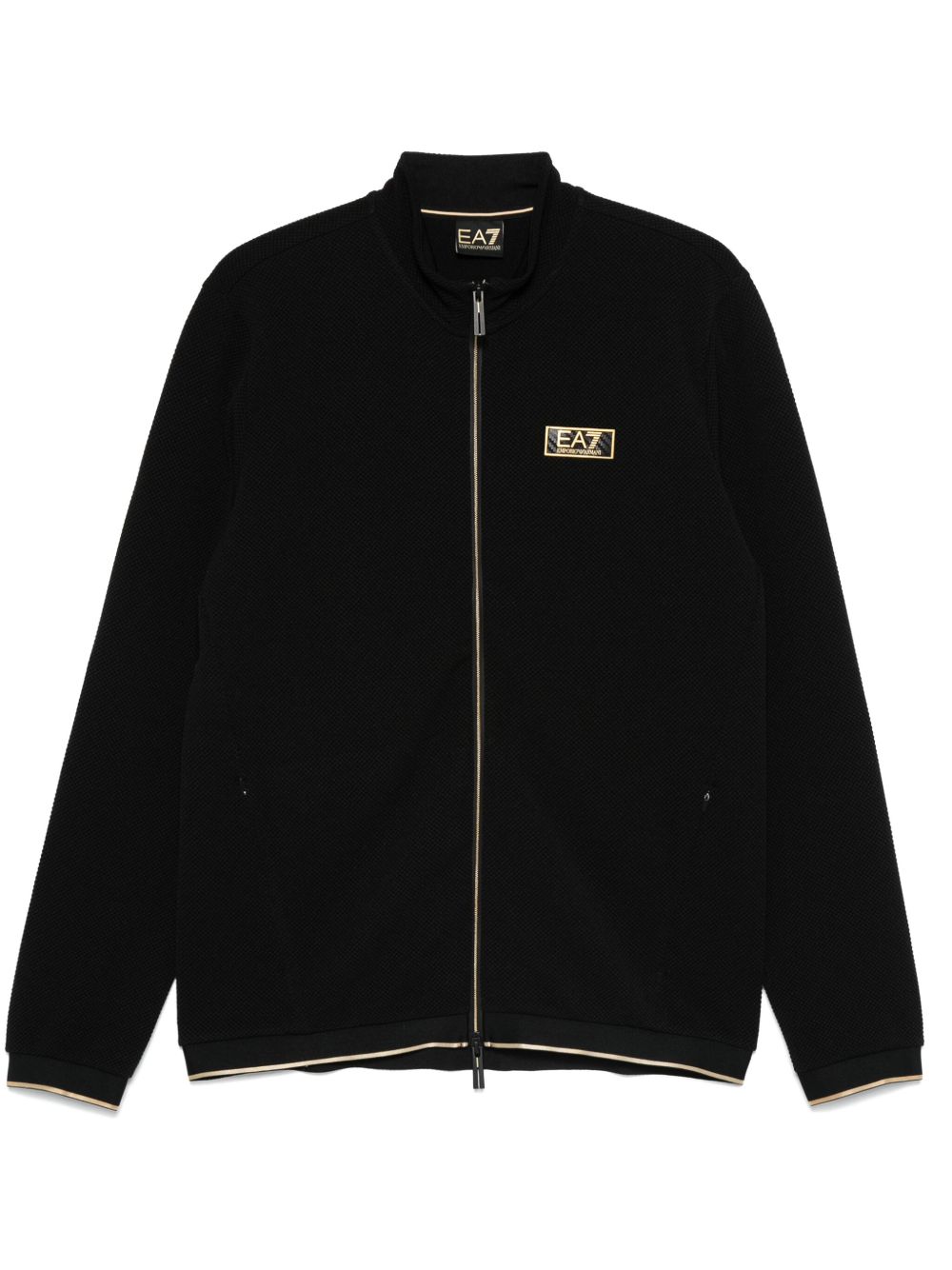 Ea7 Emporio Armani 标贴拉链卫衣 - 黑色