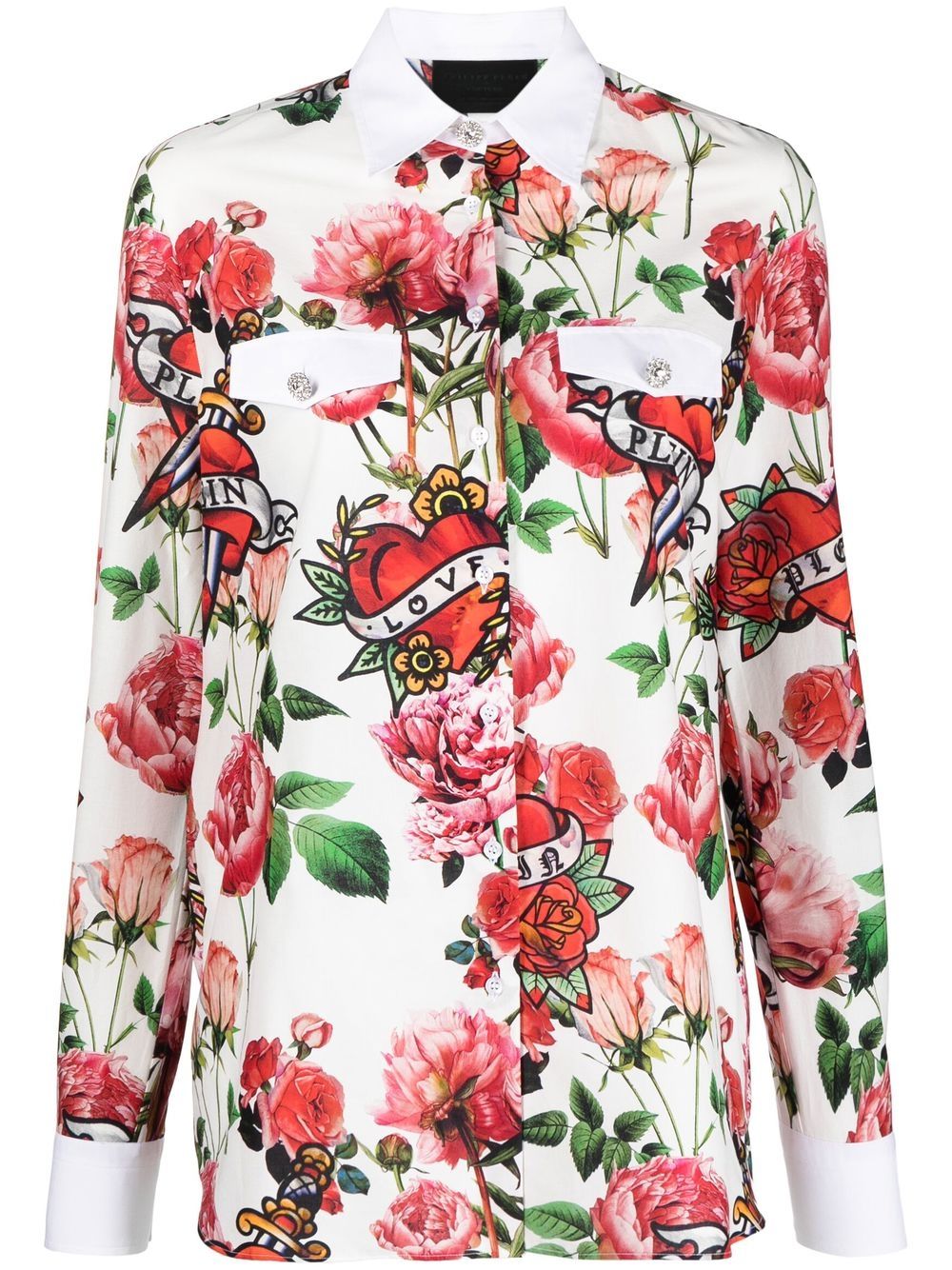 Philipp Plein 花卉印花衬衫 - 白色