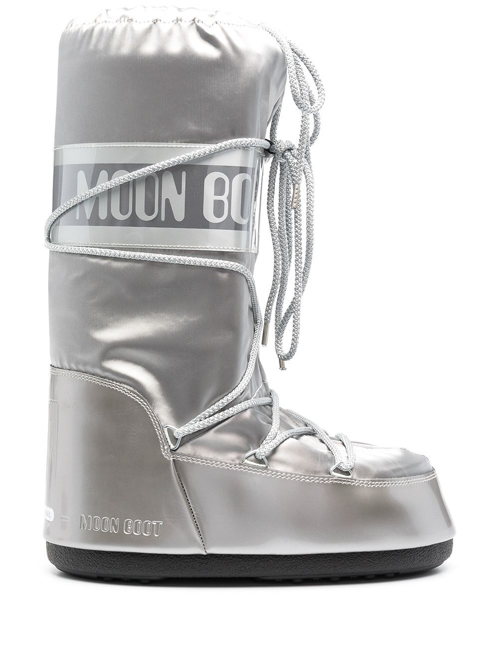 Moon Boot Kids ICON GLANCE 青少年金属感雪靴 - 银色