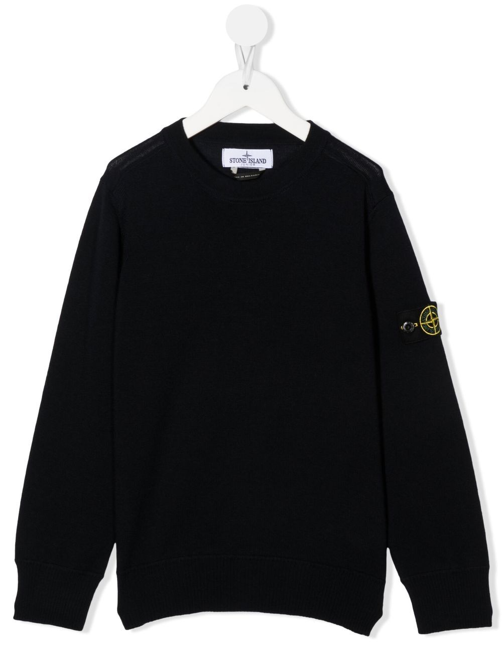 Stone Island Junior 标贴羊毛毛衣 - 蓝色