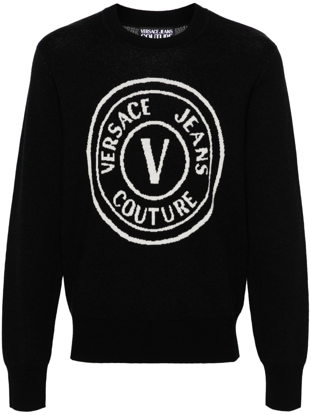 Versace Jeans Couture V-Emblem 羊毛毛衣 - 黑色