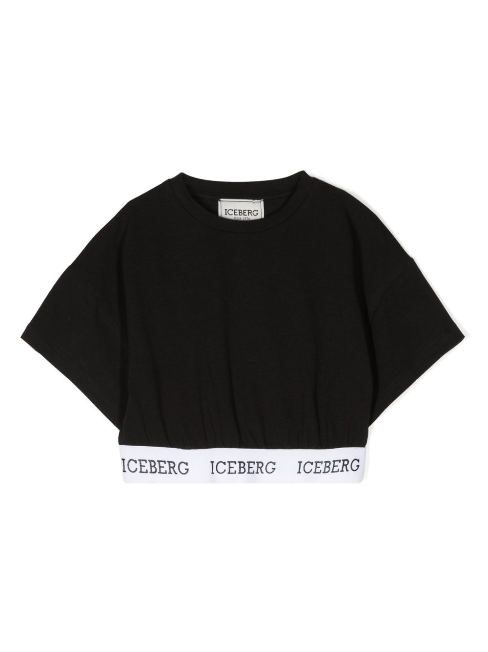 Iceberg Kids logo印花短款T恤 - 黑色