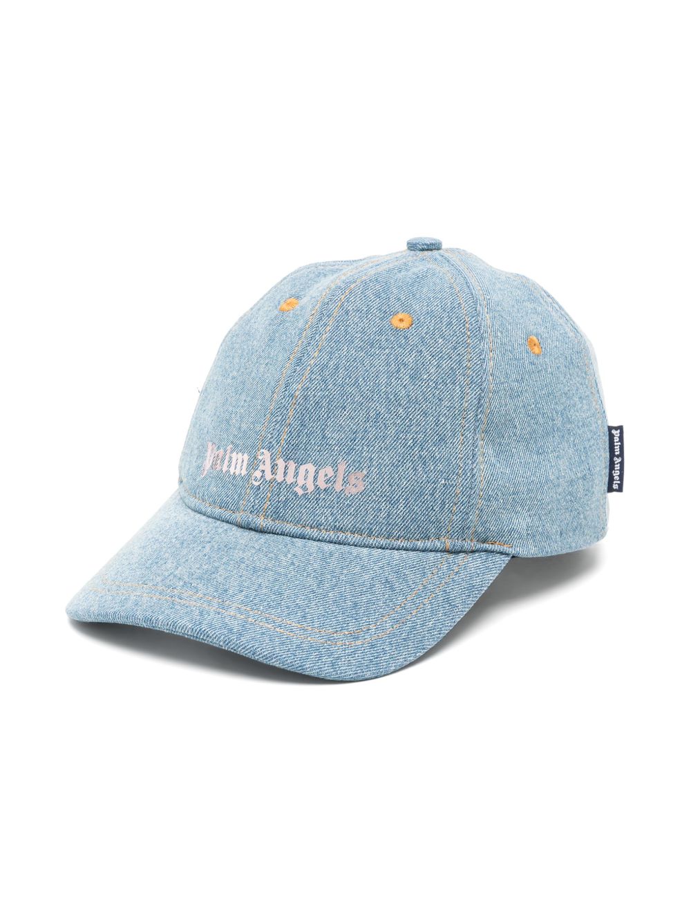 Palm Angels Kids logo印花牛仔棒球帽 - 蓝色