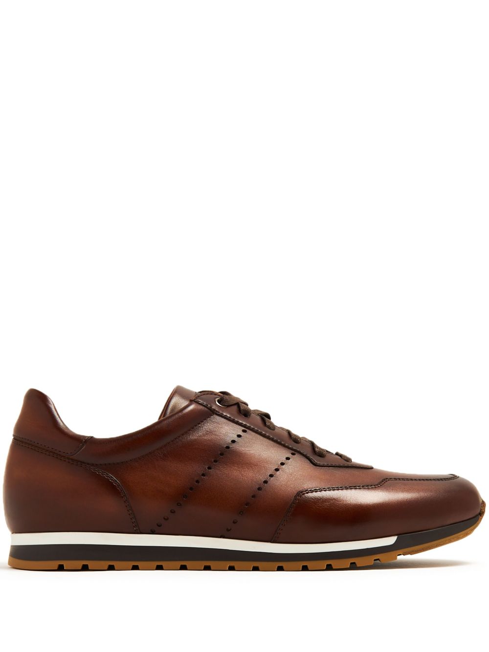 Magnanni 系带皮质运动鞋 - 褐色