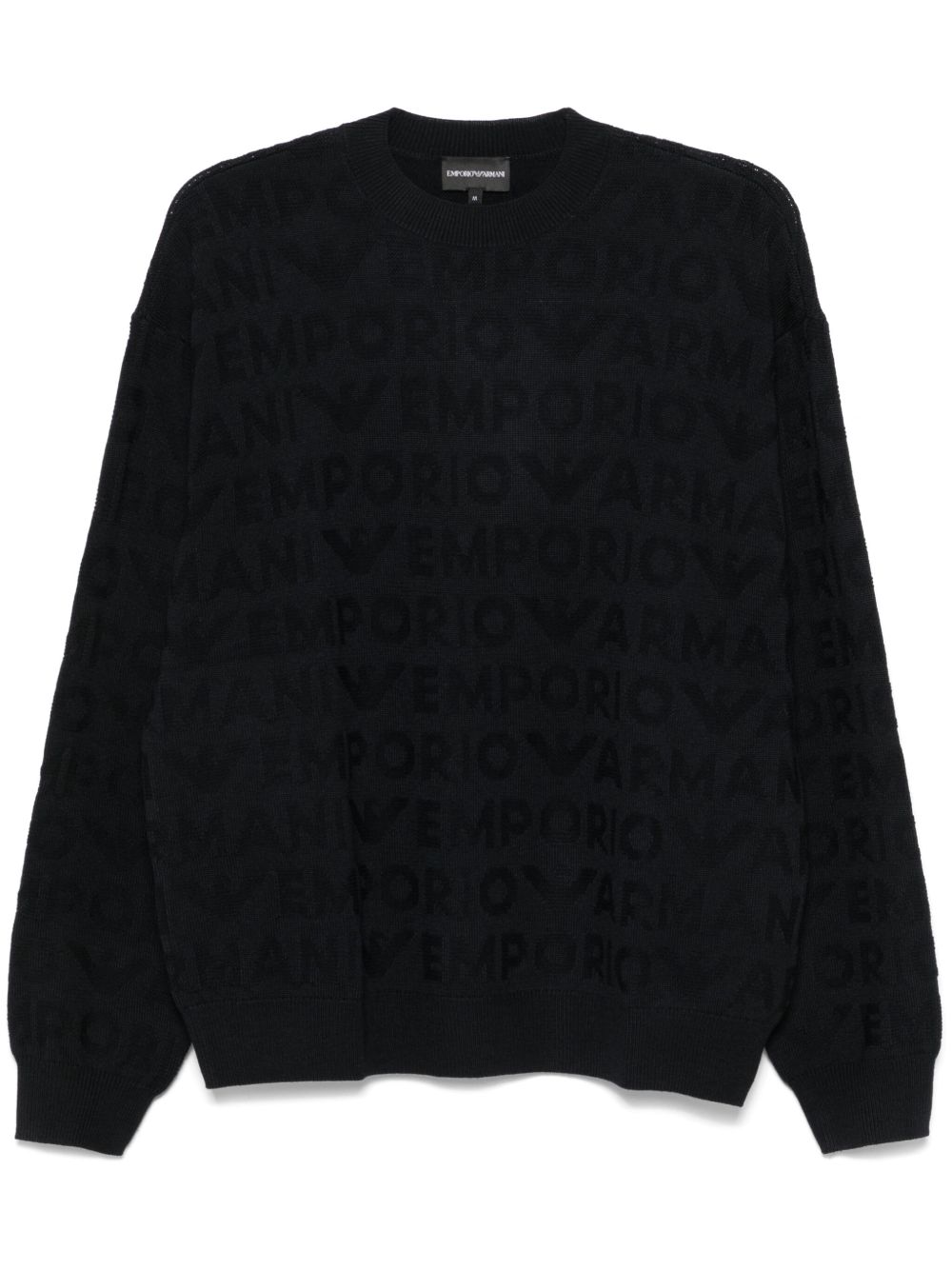 Emporio Armani logo提花毛衣 - 蓝色