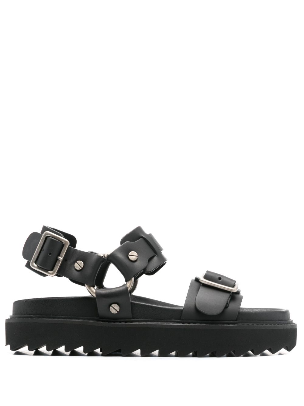 Acne Studios 扣环开合皮质凉鞋 - 黑色