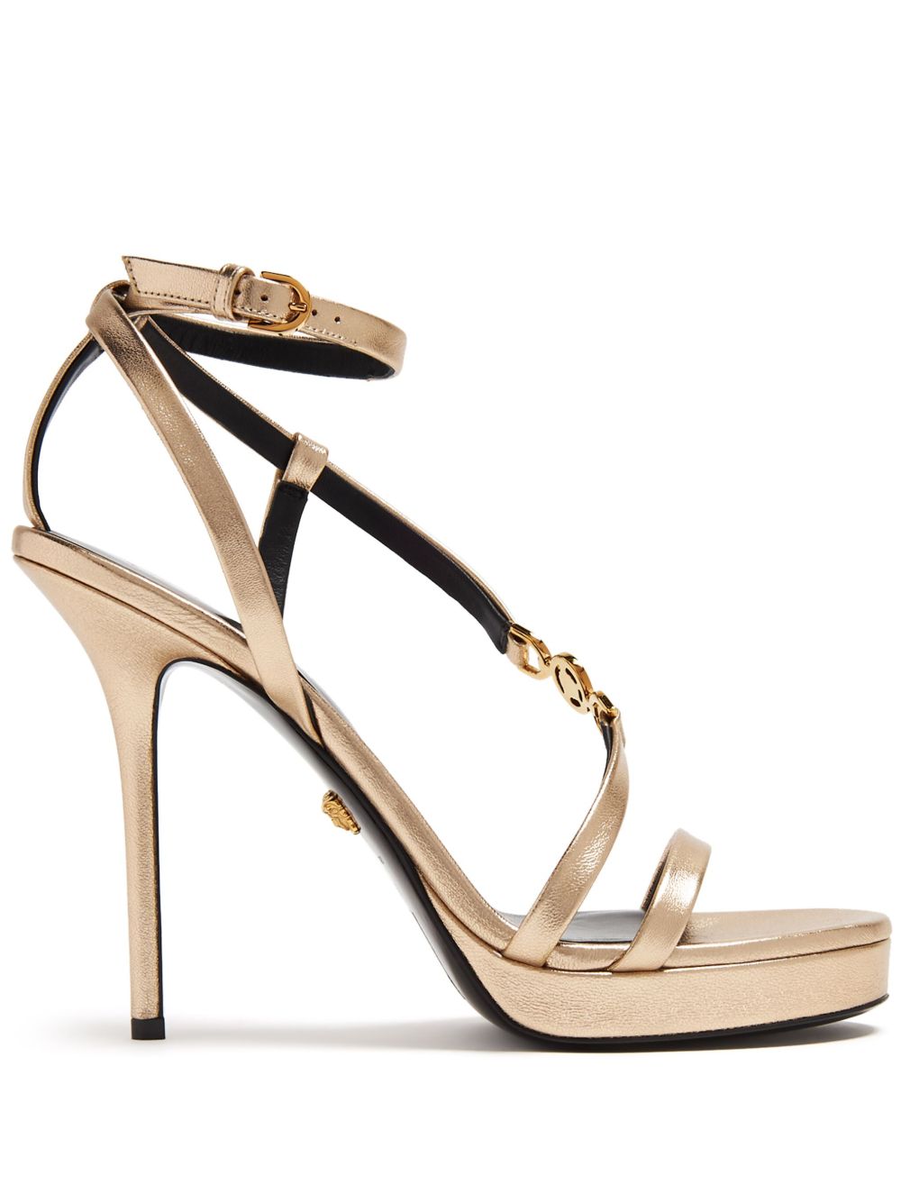 Versace Medusa '95 皮质高跟凉鞋 - 金色