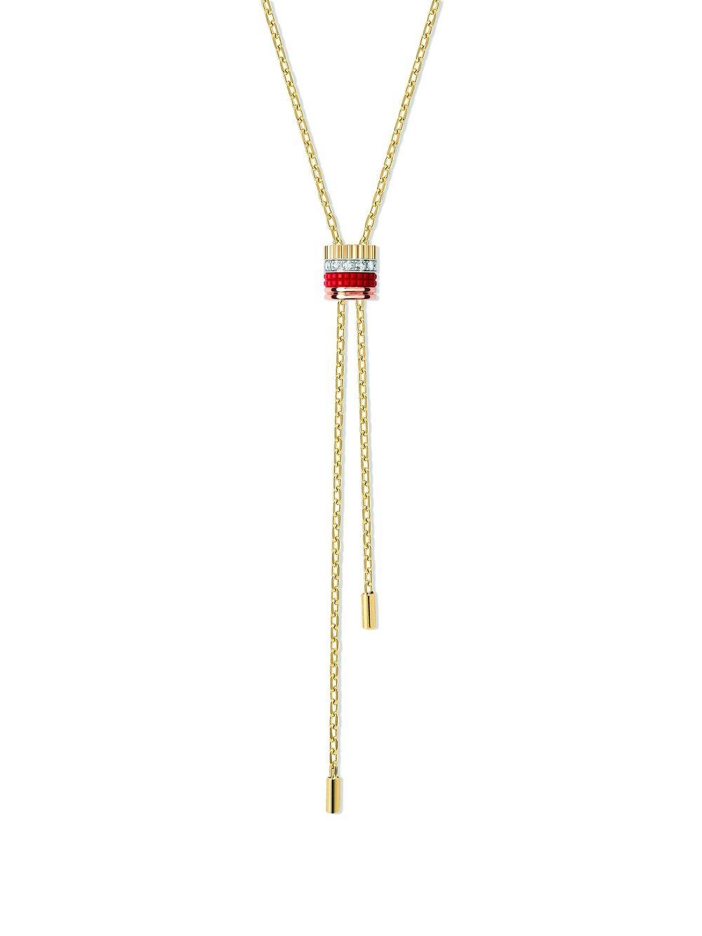 Boucheron Quatre Red Edition 18K黄金钻石陶瓷迷你领带式项链 - 金色