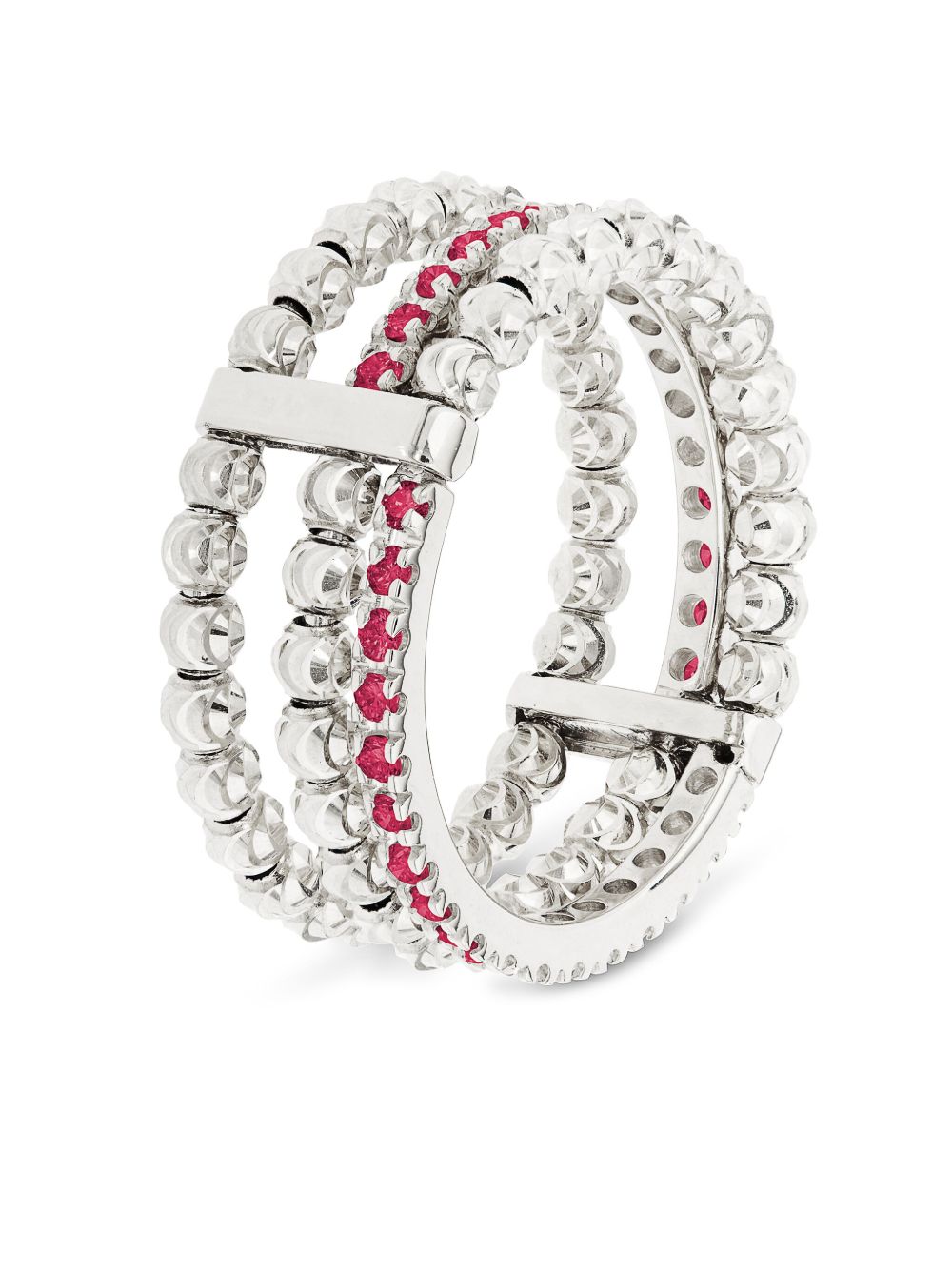 Officina Bernardi 18K白金 Moon Eden 红宝石戒指 - 银色