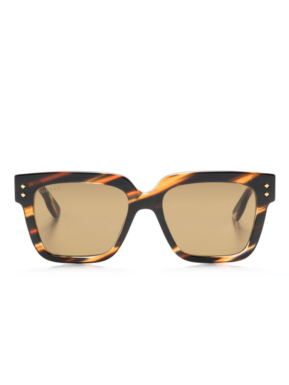 Gucci Eyewear 长方形镜框太阳眼镜 - 褐色