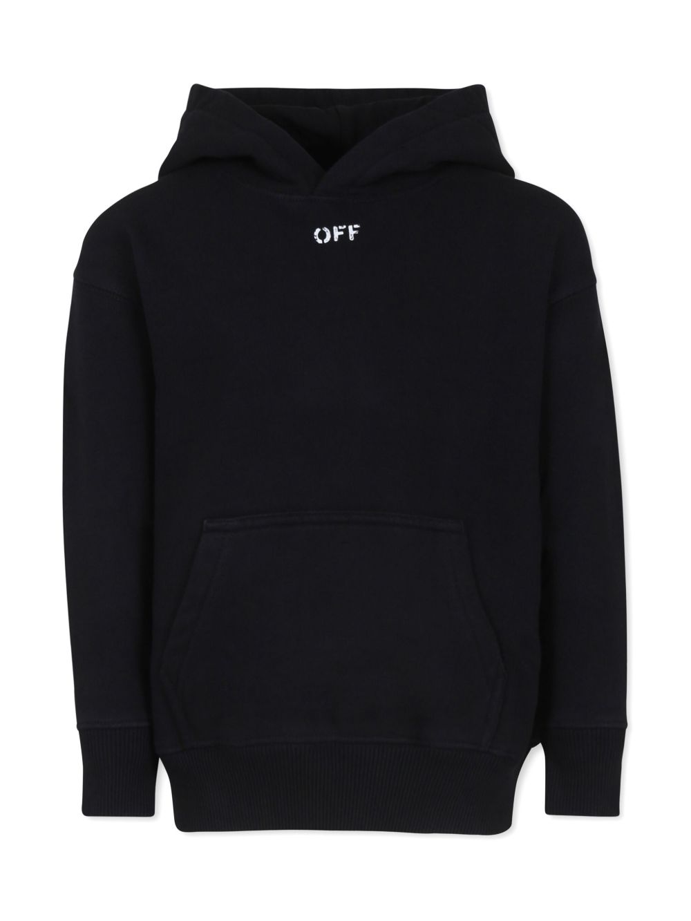 Off-White Kids Off 标记棉连帽衫 - 黑色