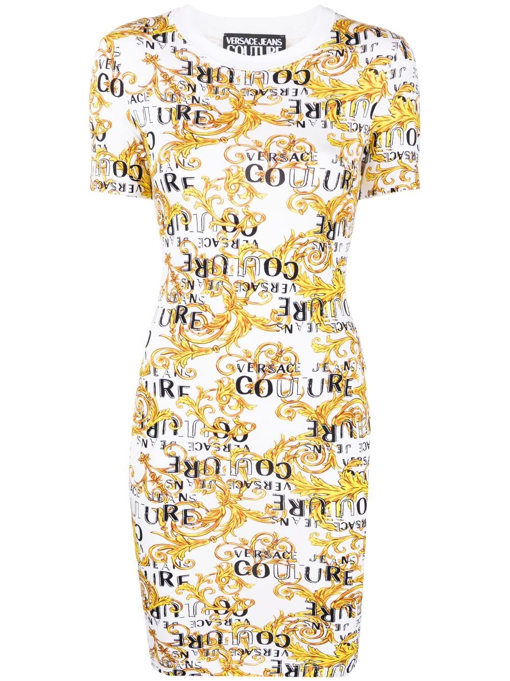 Versace Jeans Couture logo印花T恤式连衣裙 - 白色