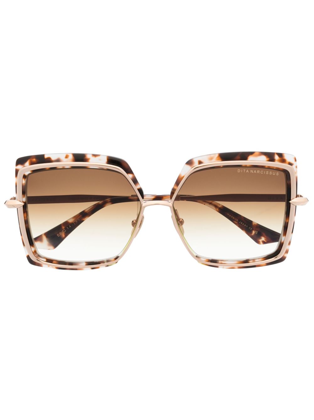 Dita Eyewear 玳瑁纹方框太阳眼镜 - 金色