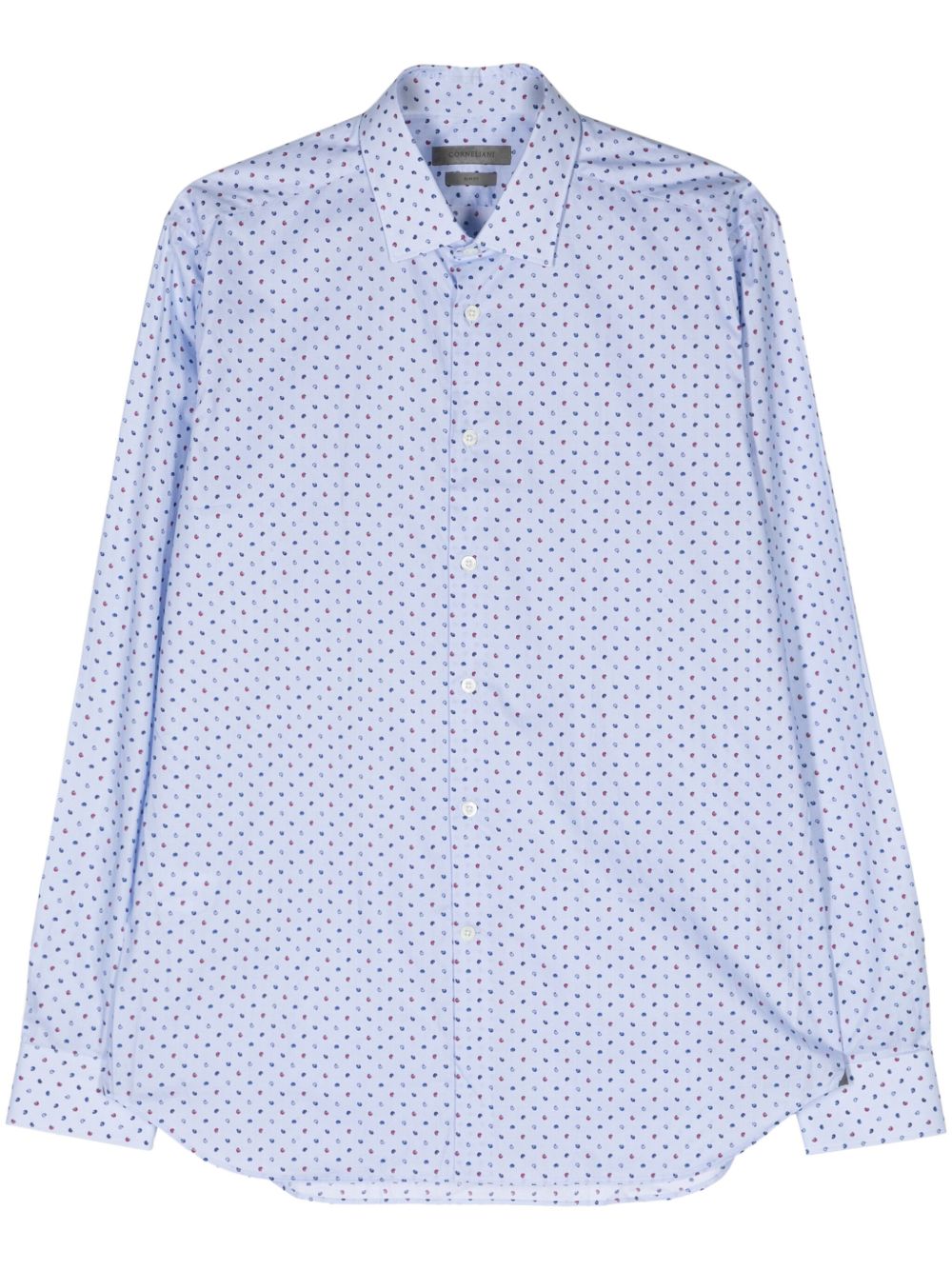 Corneliani 人字斜纹针织佩斯理印花衬衫 - 蓝色