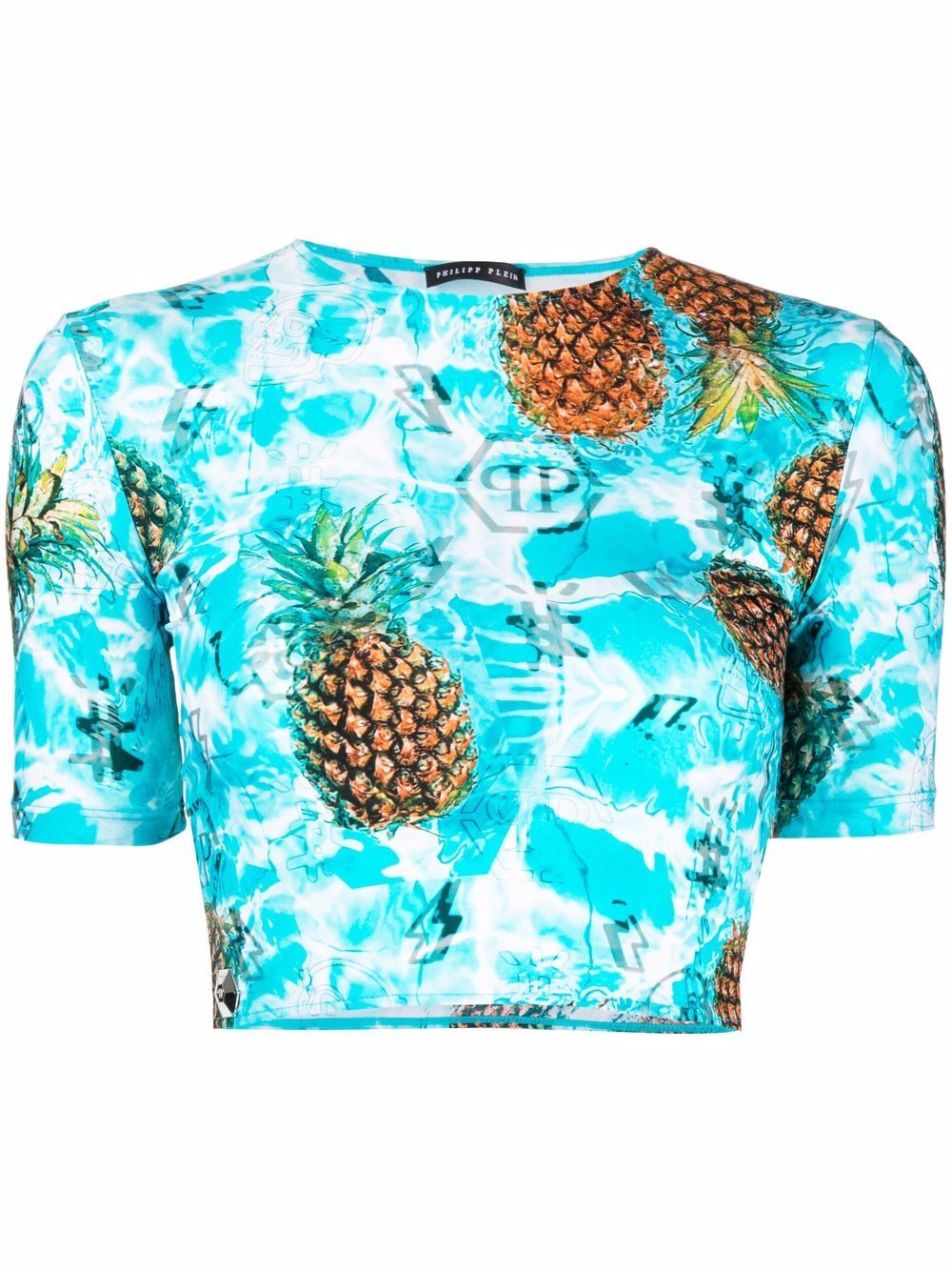 Philipp Plein Pineapple Skies 短袖短款T恤 - 蓝色