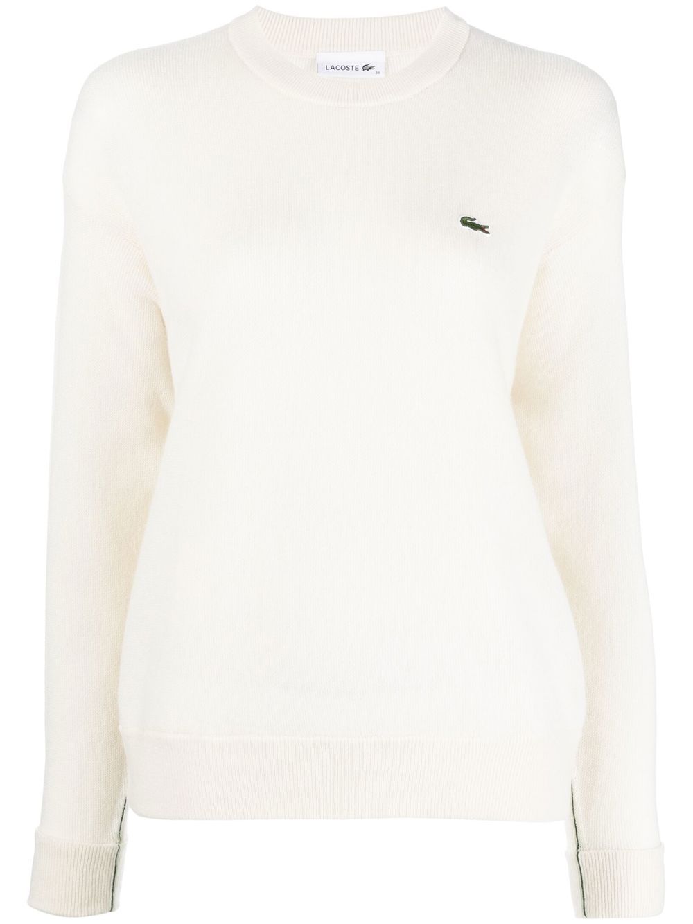 Lacoste 标贴圆领毛衣 - 白色