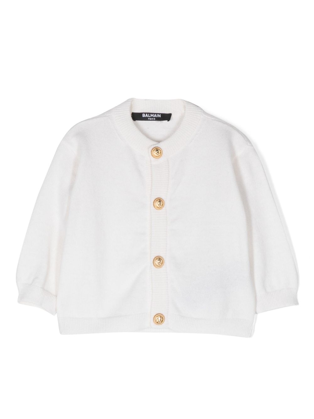 Balmain Kids 排扣针织开衫 - 白色