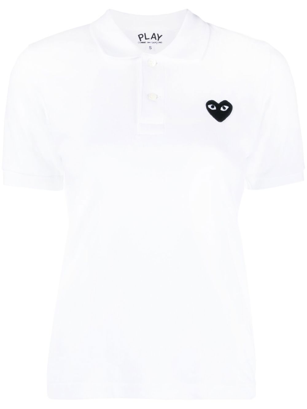 Comme Des Garçons Play 贴花细节短袖polo衫 - 白色
