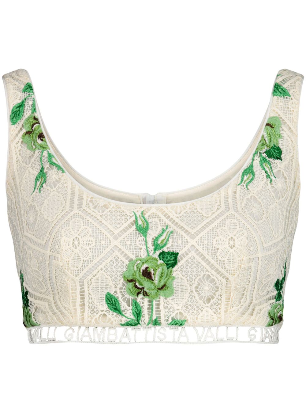 Giambattista Valli Pensées Sauvages 花卉刺绣短款上衣 - 白色