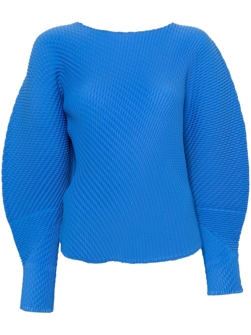 Issey Miyake Misty 百褶蝙蝠袖罩衫 - 蓝色