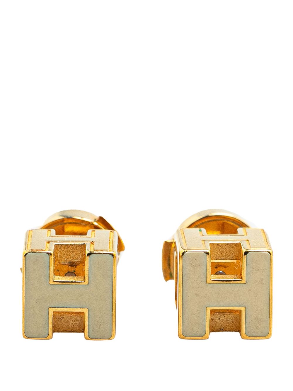 Hermès Pre-Owned 镀金 Cage dH 耳环（1900年代典藏款） - 白色