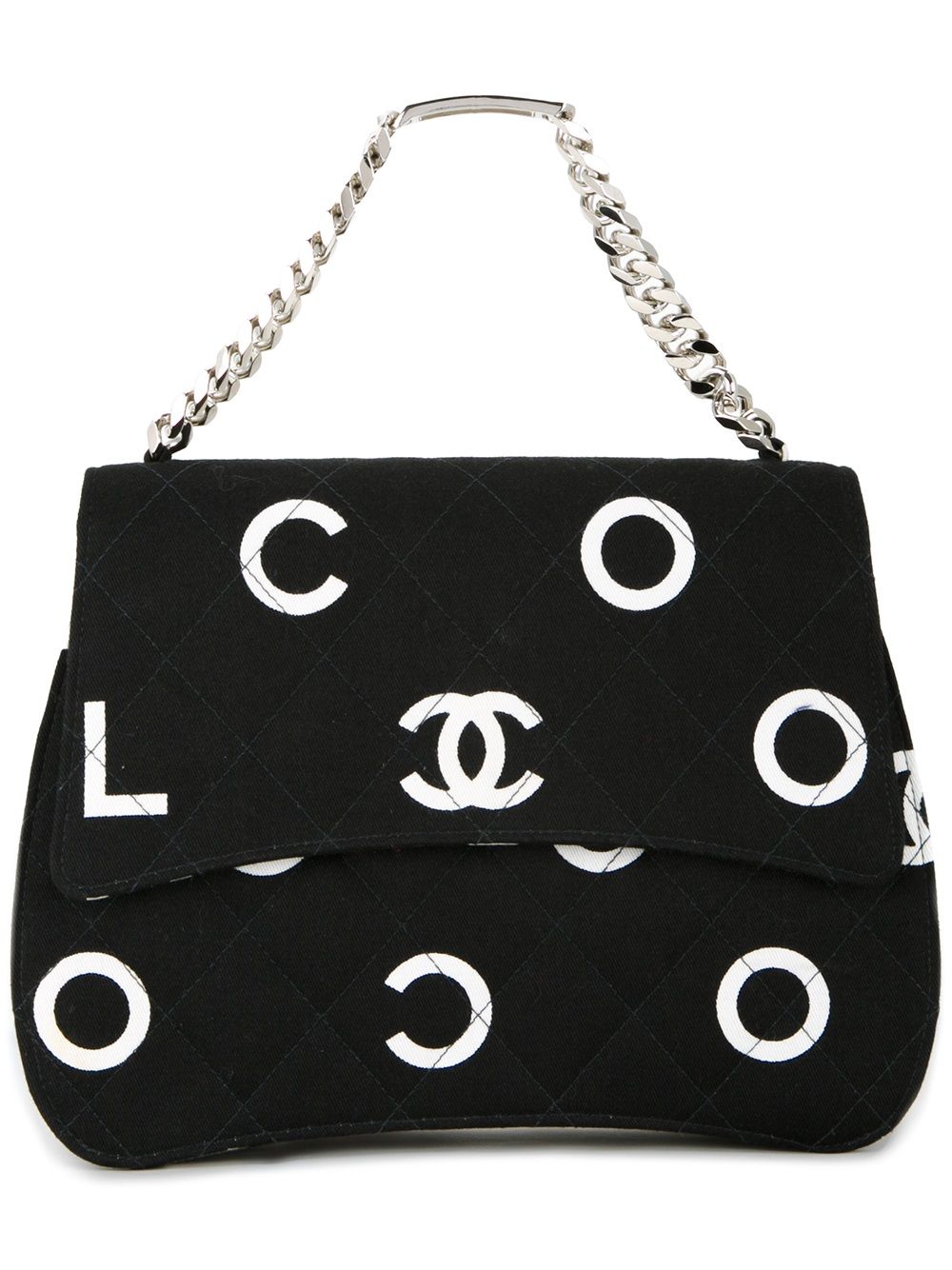 CHANEL Pre-Owned 古着标志印花手提包 - 黑色