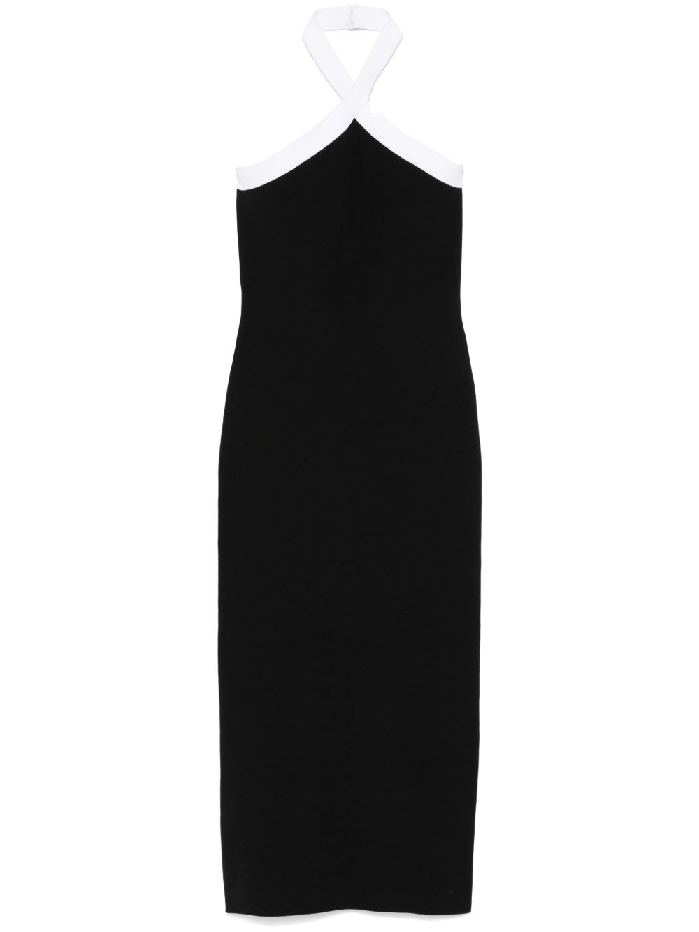 Roland Mouret 挂脖针织中长连衣裙 - 黑色