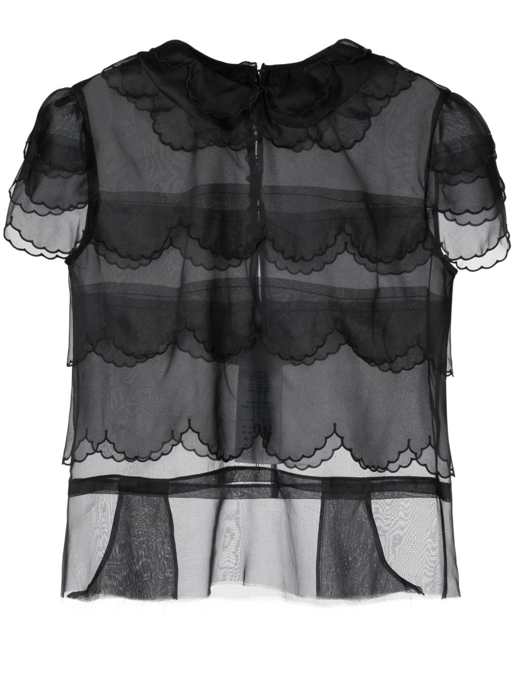 Maison Margiela 荷叶边真丝罩衫 - 黑色