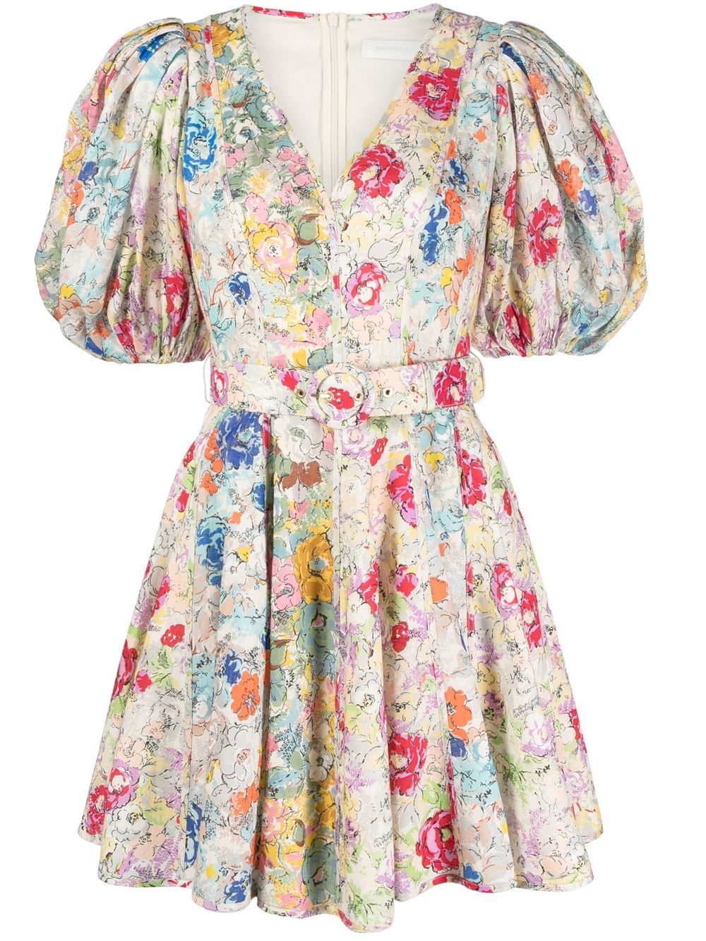 ZIMMERMANN Clover 花卉印花迷你连衣裙 - 中性色