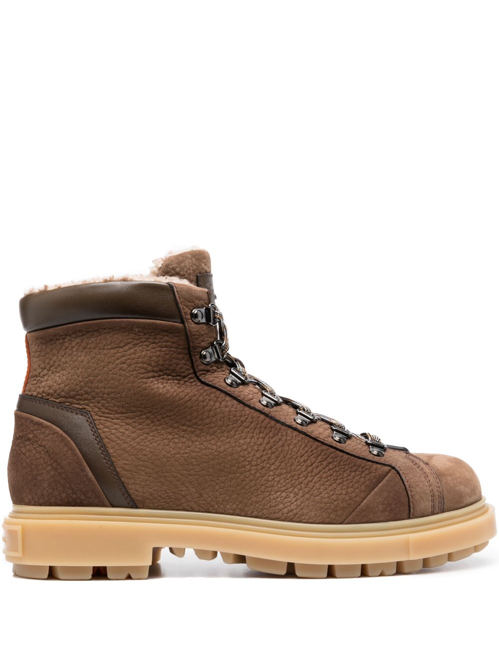 Santoni 系带皮质及踝靴 - 褐色