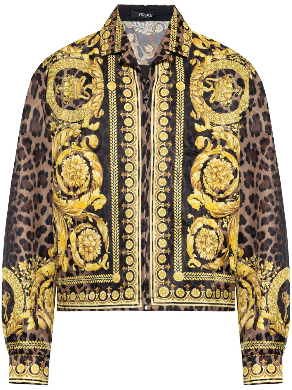 Versace 巴洛克印花拉链衬衫式夹克 - 黄色