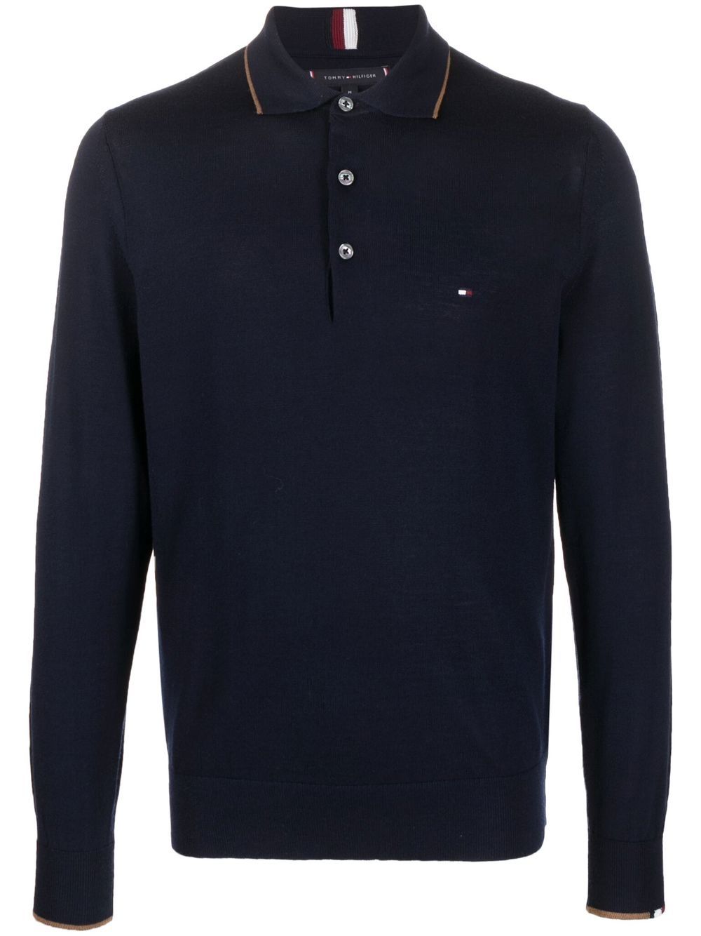 Tommy Hilfiger 密织羊毛polo领毛衣 - 蓝色