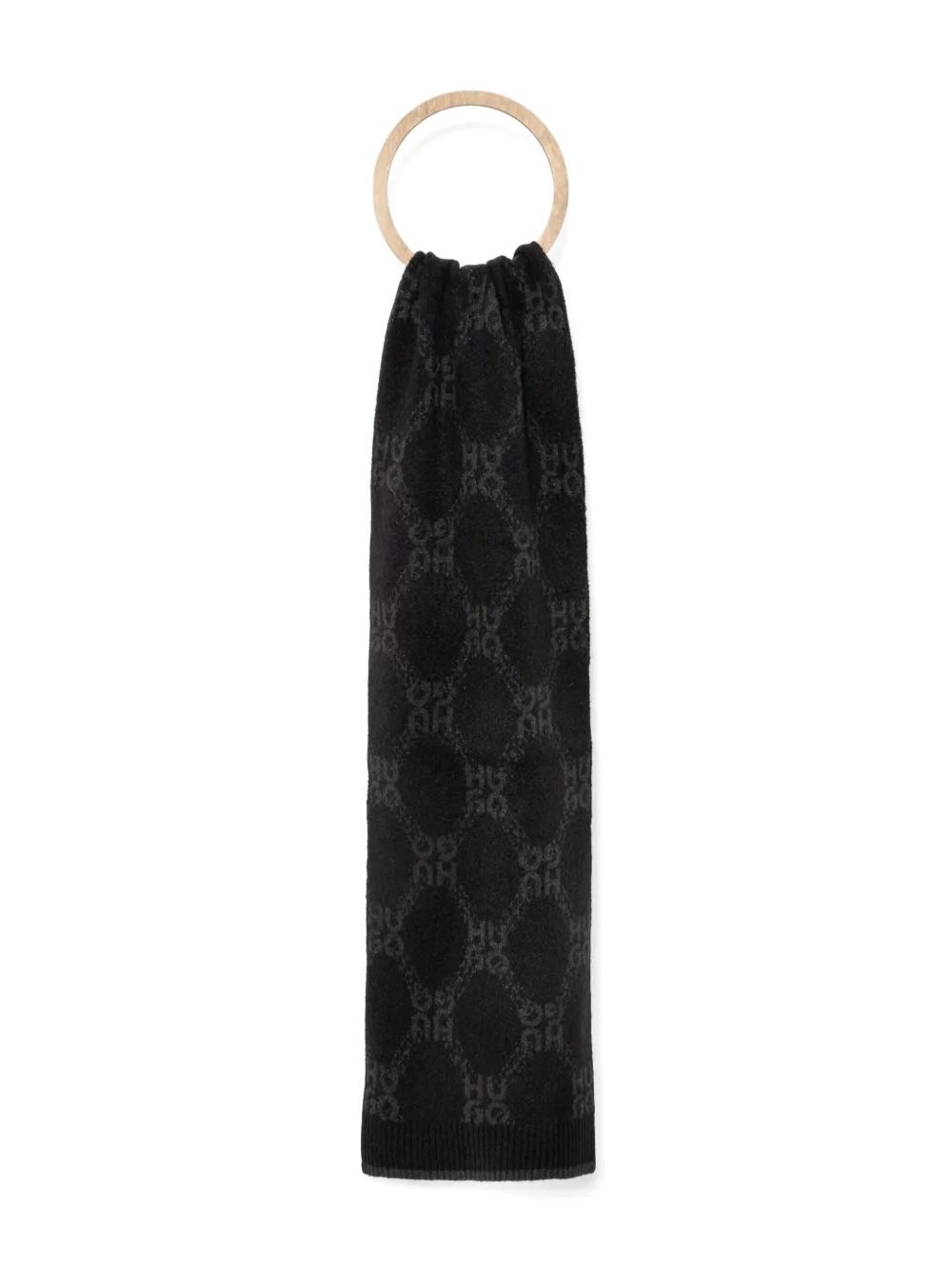 HUGO logo-intarsia scarf - 黑色
