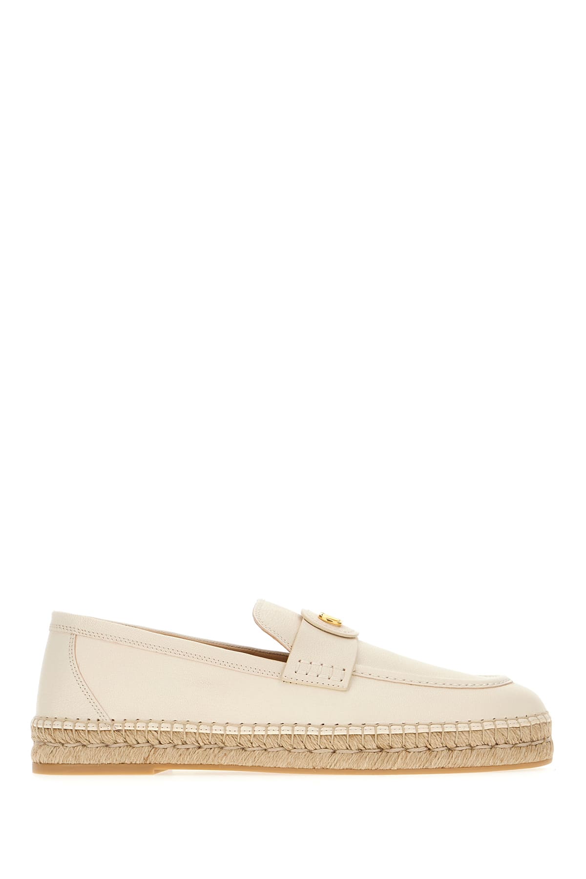 Valentino Garavani 象牙白皮革草编鞋