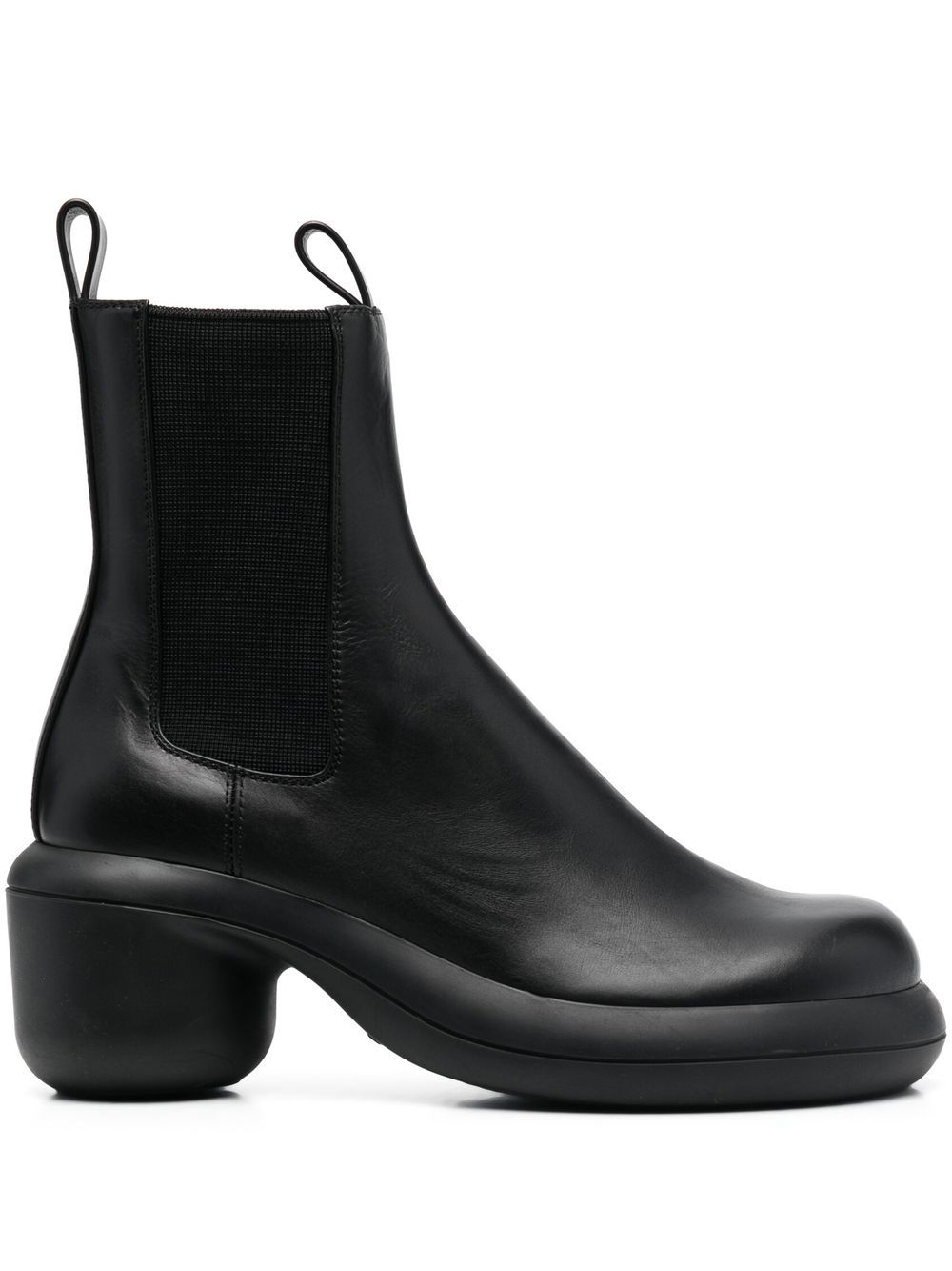 Jil Sander 松紧拼接皮质短靴 - 黑色
