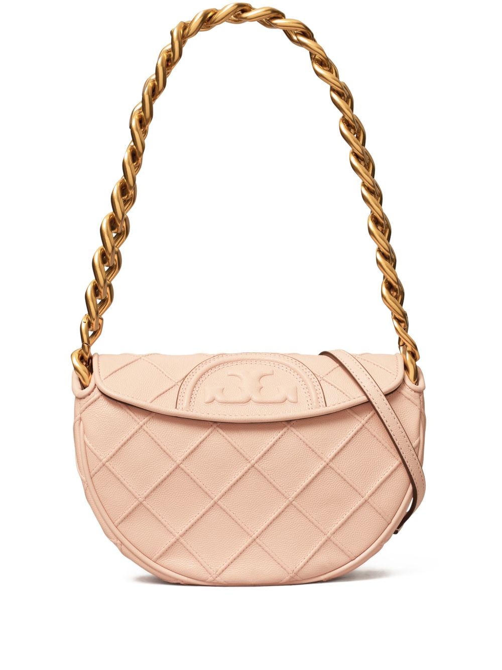 Tory Burch Fleming Soft Grain Crescent 迷你单肩包 - 粉色