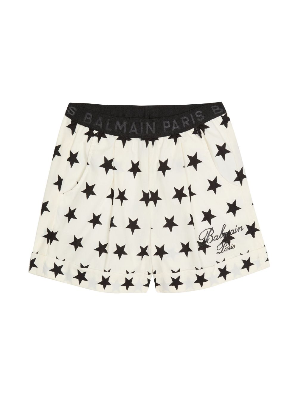 Balmain Kids 星星印花棉短裤 - 白色
