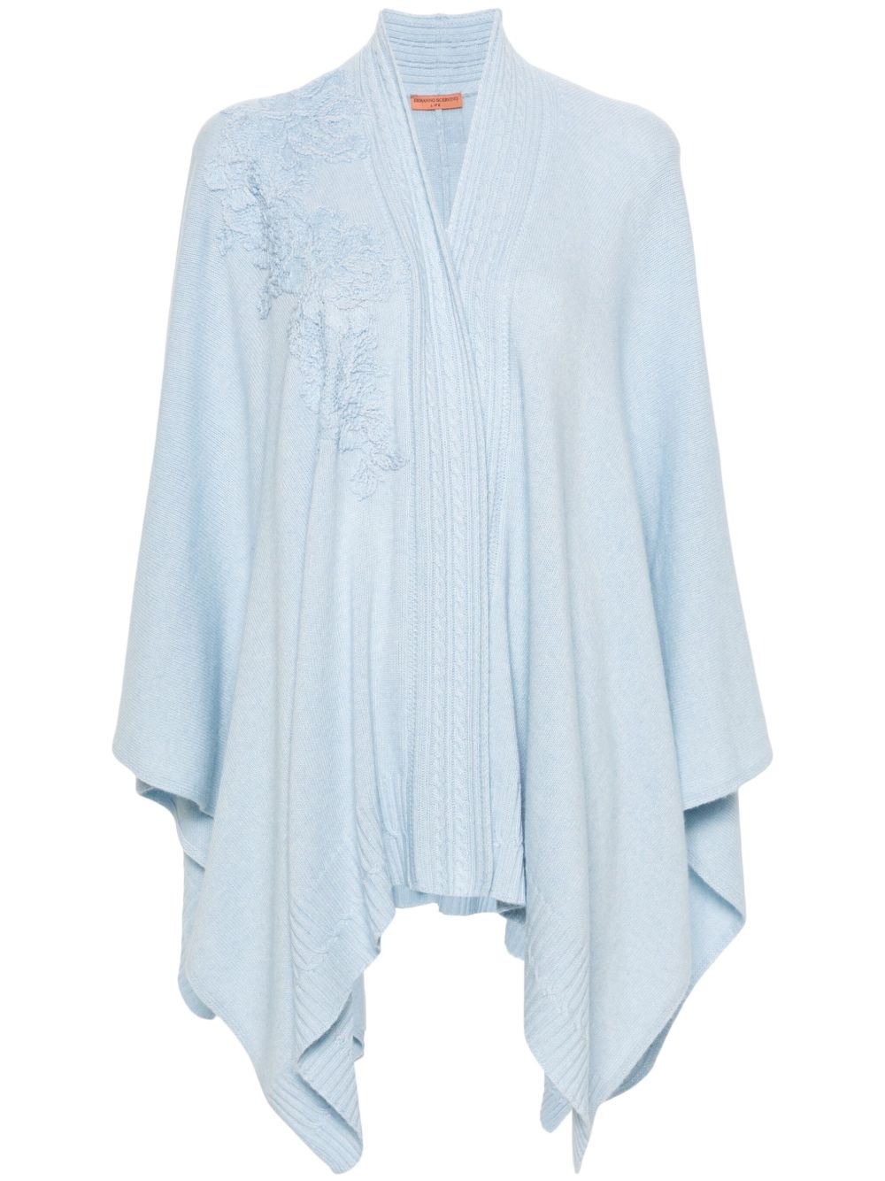 Ermanno Scervino 蕾丝细节斗篷 - 蓝色